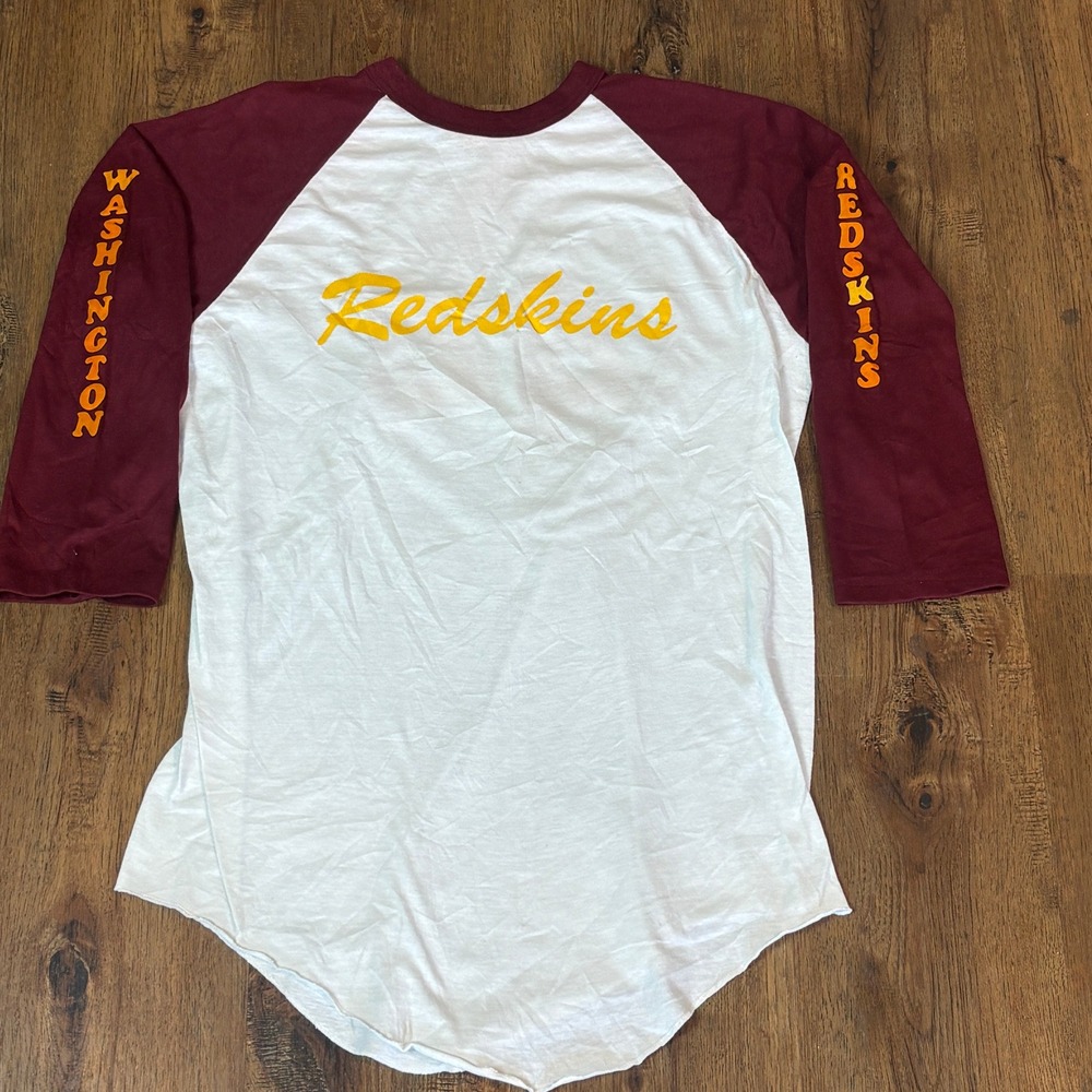 Vintage 80s Washington Redskins #44 Riggins Large Raglan Baseball Tee T-Plus NFL